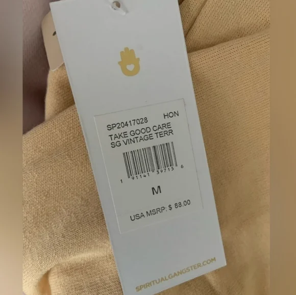 Spiritual Gangster Take Good Care Vintage Terry Crop Sweatshirt- NWT Med… - Picture 7 of 8